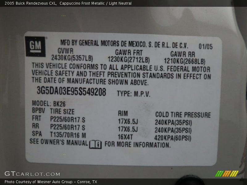 Cappuccino Frost Metallic / Light Neutral 2005 Buick Rendezvous CXL