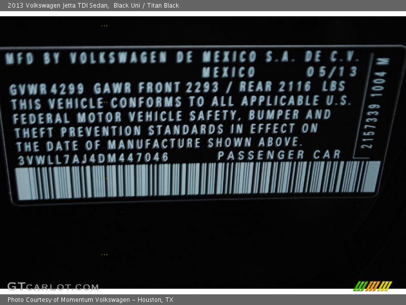 Black Uni / Titan Black 2013 Volkswagen Jetta TDI Sedan
