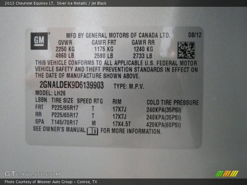 Silver Ice Metallic / Jet Black 2013 Chevrolet Equinox LT