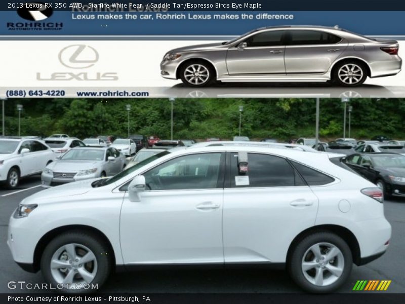 Starfire White Pearl / Saddle Tan/Espresso Birds Eye Maple 2013 Lexus RX 350 AWD
