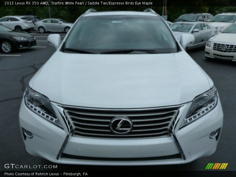 Starfire White Pearl / Saddle Tan/Espresso Birds Eye Maple 2013 Lexus RX 350 AWD