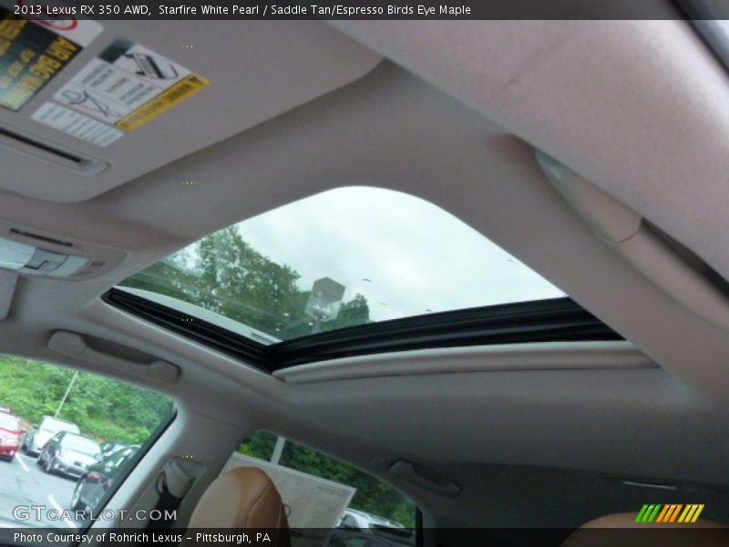 Starfire White Pearl / Saddle Tan/Espresso Birds Eye Maple 2013 Lexus RX 350 AWD