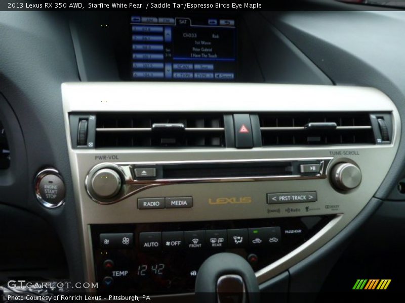 Starfire White Pearl / Saddle Tan/Espresso Birds Eye Maple 2013 Lexus RX 350 AWD