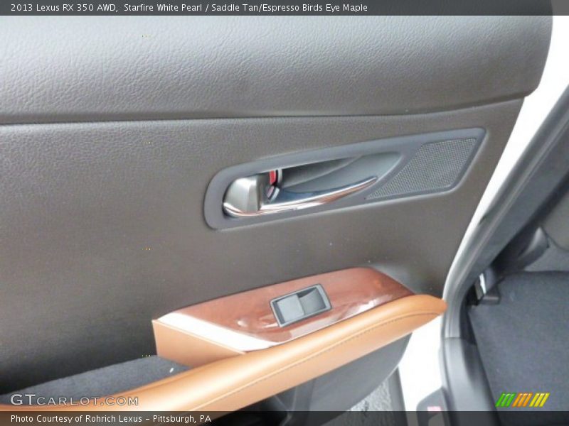 Starfire White Pearl / Saddle Tan/Espresso Birds Eye Maple 2013 Lexus RX 350 AWD