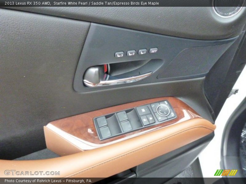 Starfire White Pearl / Saddle Tan/Espresso Birds Eye Maple 2013 Lexus RX 350 AWD