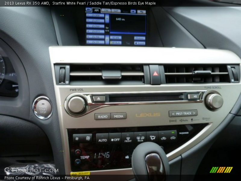 Starfire White Pearl / Saddle Tan/Espresso Birds Eye Maple 2013 Lexus RX 350 AWD