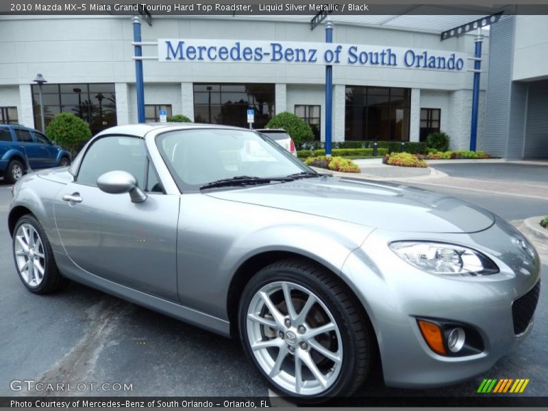 Liquid Silver Metallic / Black 2010 Mazda MX-5 Miata Grand Touring Hard Top Roadster