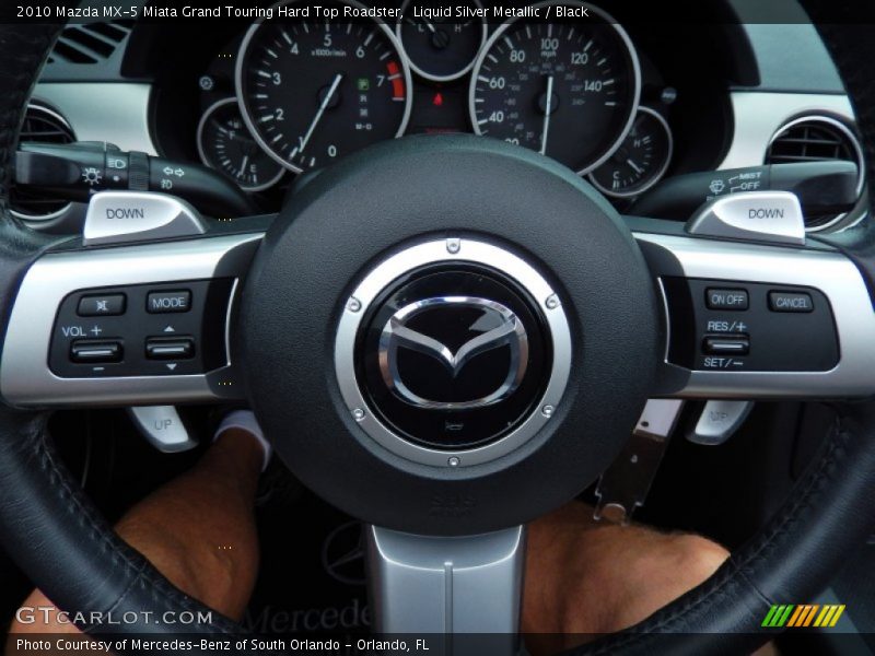 Liquid Silver Metallic / Black 2010 Mazda MX-5 Miata Grand Touring Hard Top Roadster