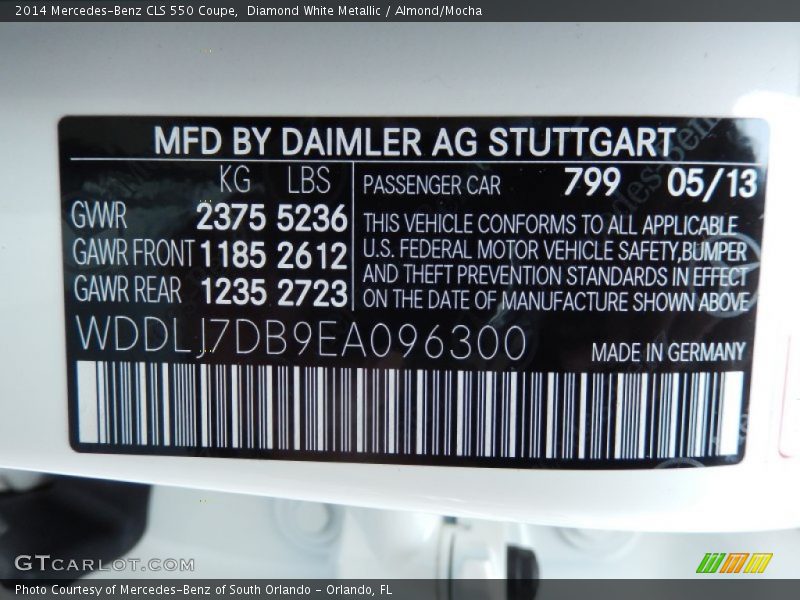 Diamond White Metallic / Almond/Mocha 2014 Mercedes-Benz CLS 550 Coupe