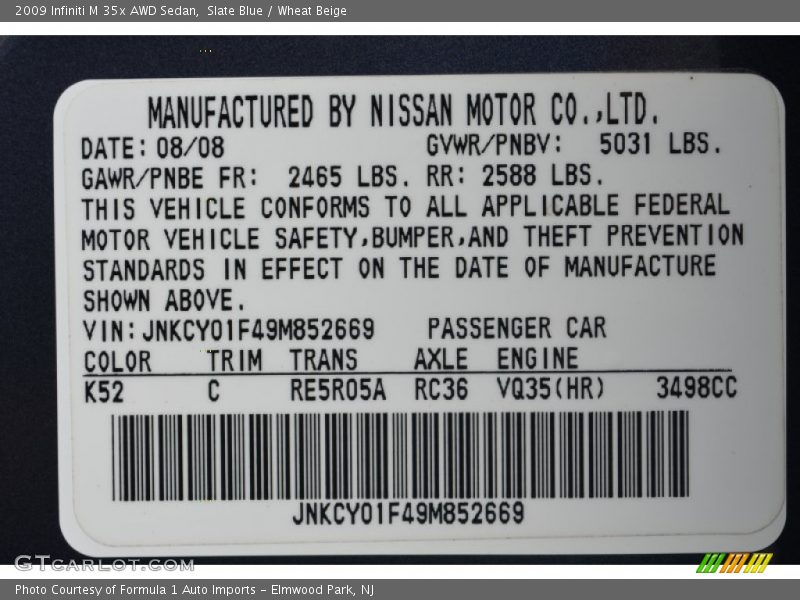 Slate Blue / Wheat Beige 2009 Infiniti M 35x AWD Sedan