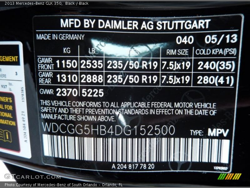 Black / Black 2013 Mercedes-Benz GLK 350