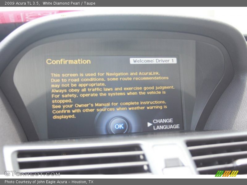 White Diamond Pearl / Taupe 2009 Acura TL 3.5