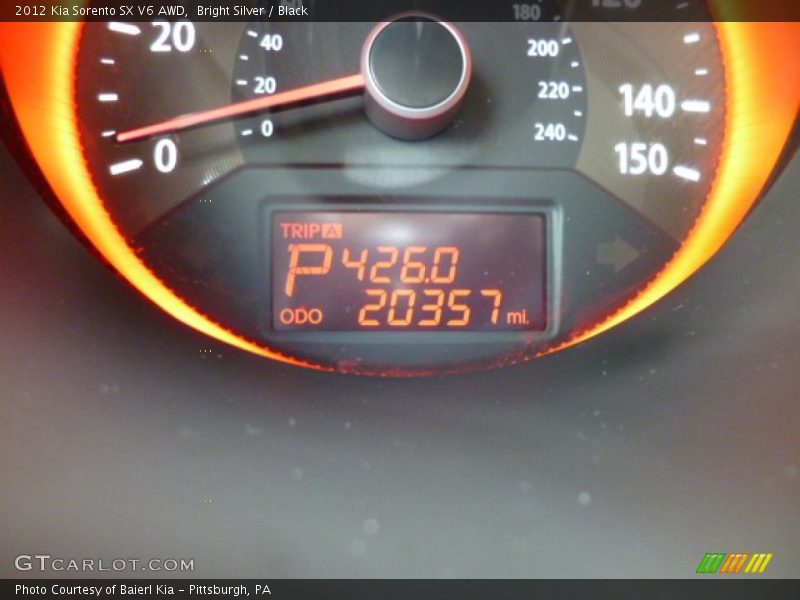 Bright Silver / Black 2012 Kia Sorento SX V6 AWD