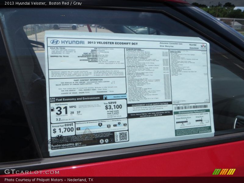Boston Red / Gray 2013 Hyundai Veloster