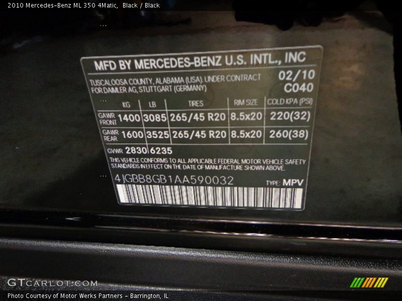 Black / Black 2010 Mercedes-Benz ML 350 4Matic