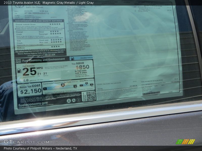 Magnetic Gray Metallic / Light Gray 2013 Toyota Avalon XLE