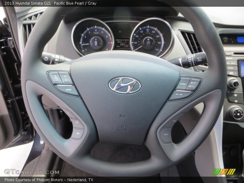 Pacific Blue Pearl / Gray 2013 Hyundai Sonata GLS