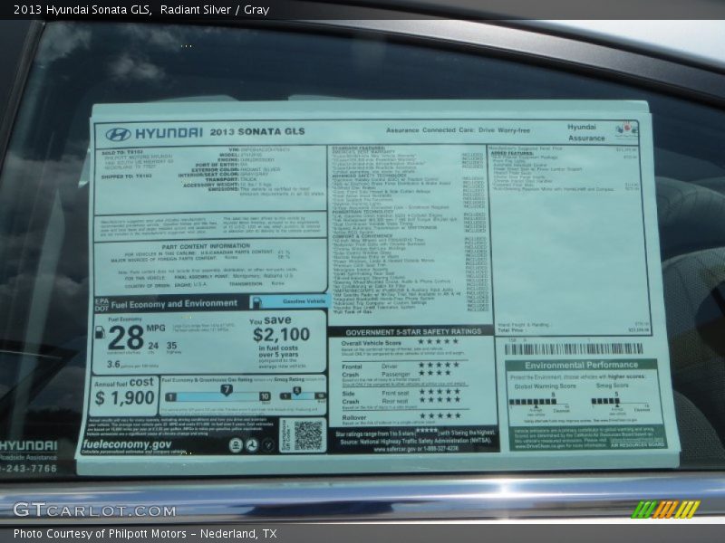 Radiant Silver / Gray 2013 Hyundai Sonata GLS