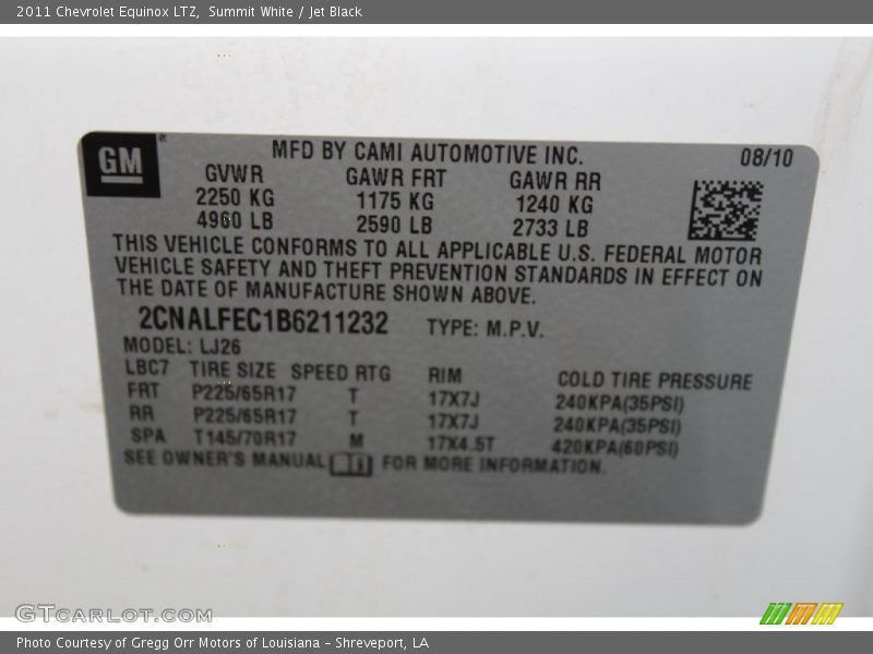 Summit White / Jet Black 2011 Chevrolet Equinox LTZ
