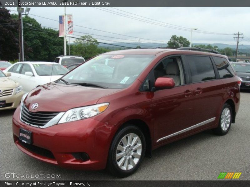 Salsa Red Pearl / Light Gray 2011 Toyota Sienna LE AWD