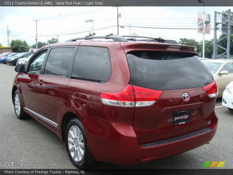 Salsa Red Pearl / Light Gray 2011 Toyota Sienna LE AWD