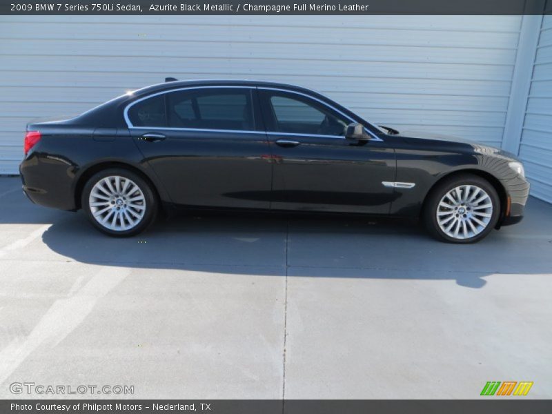 Azurite Black Metallic / Champagne Full Merino Leather 2009 BMW 7 Series 750Li Sedan