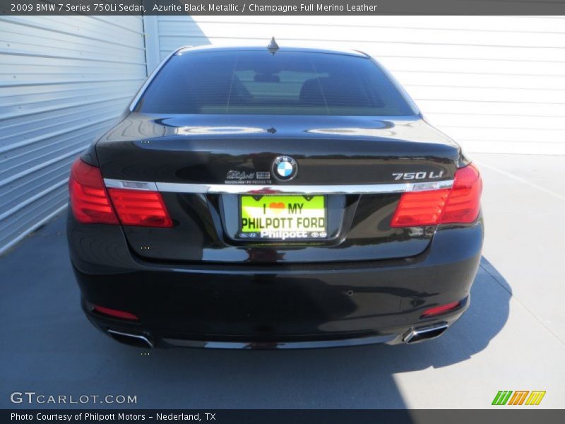 Azurite Black Metallic / Champagne Full Merino Leather 2009 BMW 7 Series 750Li Sedan