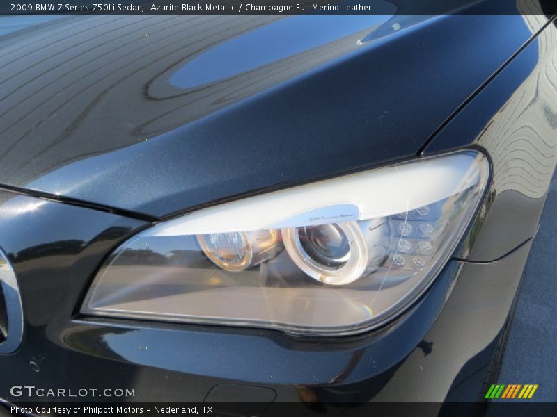Azurite Black Metallic / Champagne Full Merino Leather 2009 BMW 7 Series 750Li Sedan