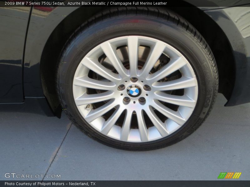 Azurite Black Metallic / Champagne Full Merino Leather 2009 BMW 7 Series 750Li Sedan