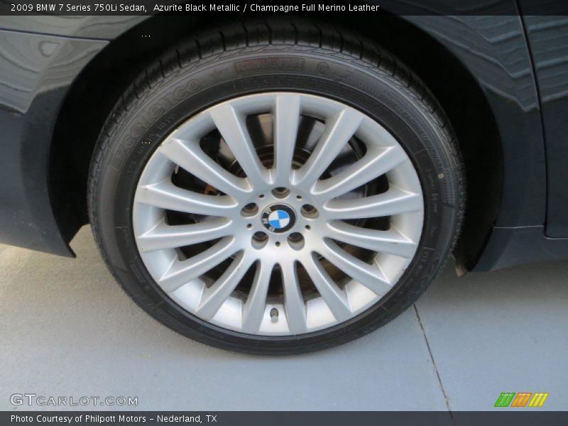 Azurite Black Metallic / Champagne Full Merino Leather 2009 BMW 7 Series 750Li Sedan