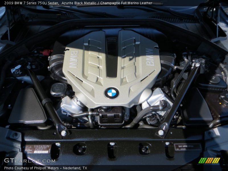 Azurite Black Metallic / Champagne Full Merino Leather 2009 BMW 7 Series 750Li Sedan