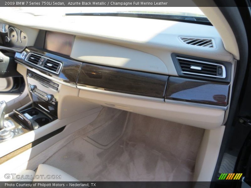 Azurite Black Metallic / Champagne Full Merino Leather 2009 BMW 7 Series 750Li Sedan