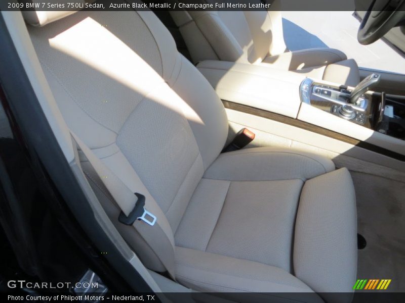 Azurite Black Metallic / Champagne Full Merino Leather 2009 BMW 7 Series 750Li Sedan