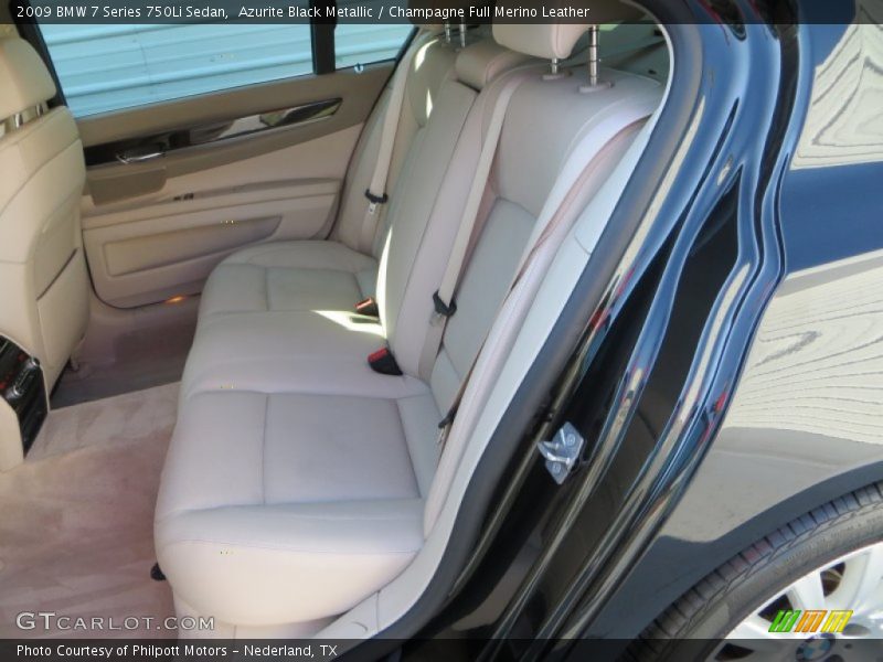 Azurite Black Metallic / Champagne Full Merino Leather 2009 BMW 7 Series 750Li Sedan