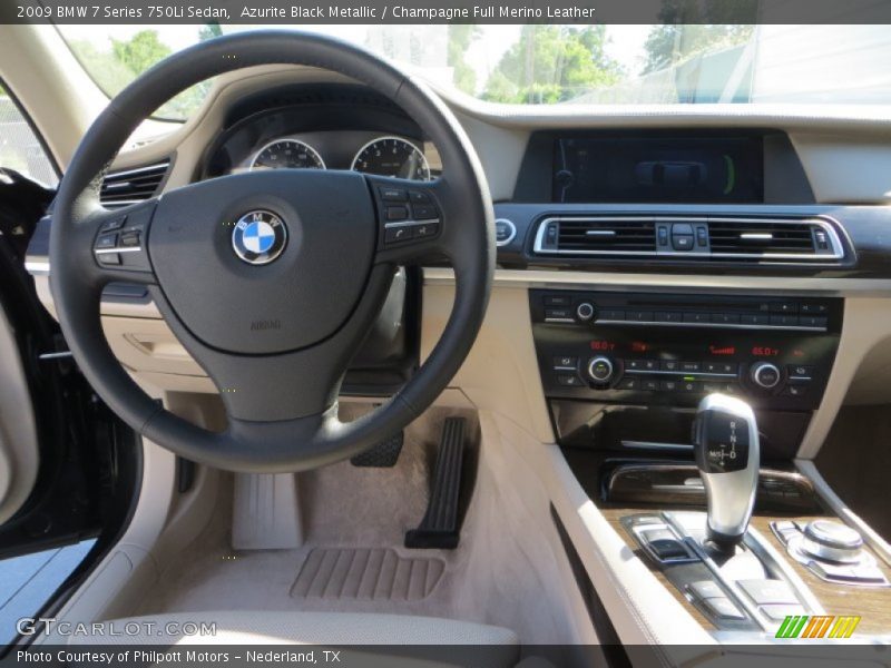 Azurite Black Metallic / Champagne Full Merino Leather 2009 BMW 7 Series 750Li Sedan