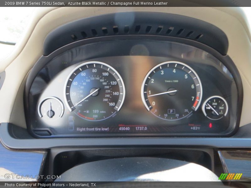 Azurite Black Metallic / Champagne Full Merino Leather 2009 BMW 7 Series 750Li Sedan