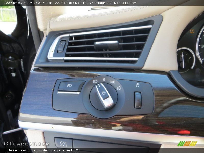 Azurite Black Metallic / Champagne Full Merino Leather 2009 BMW 7 Series 750Li Sedan