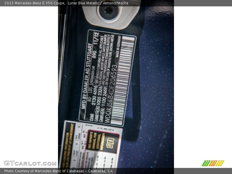 Lunar Blue Metallic / Almond/Mocha 2013 Mercedes-Benz E 350 Coupe