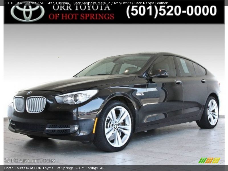Black Sapphire Metallic / Ivory White/Black Nappa Leather 2010 BMW 5 Series 550i Gran Turismo