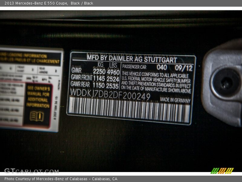 Black / Black 2013 Mercedes-Benz E 550 Coupe