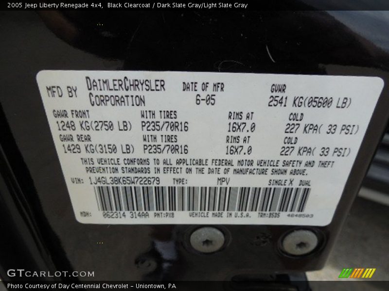 Black Clearcoat / Dark Slate Gray/Light Slate Gray 2005 Jeep Liberty Renegade 4x4