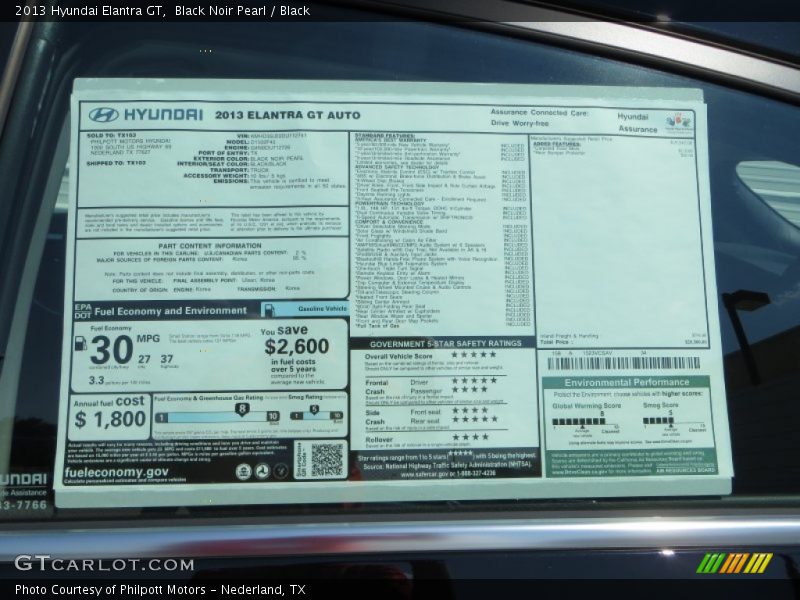 Black Noir Pearl / Black 2013 Hyundai Elantra GT