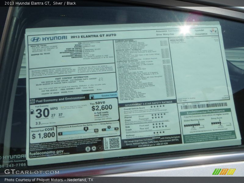 Silver / Black 2013 Hyundai Elantra GT