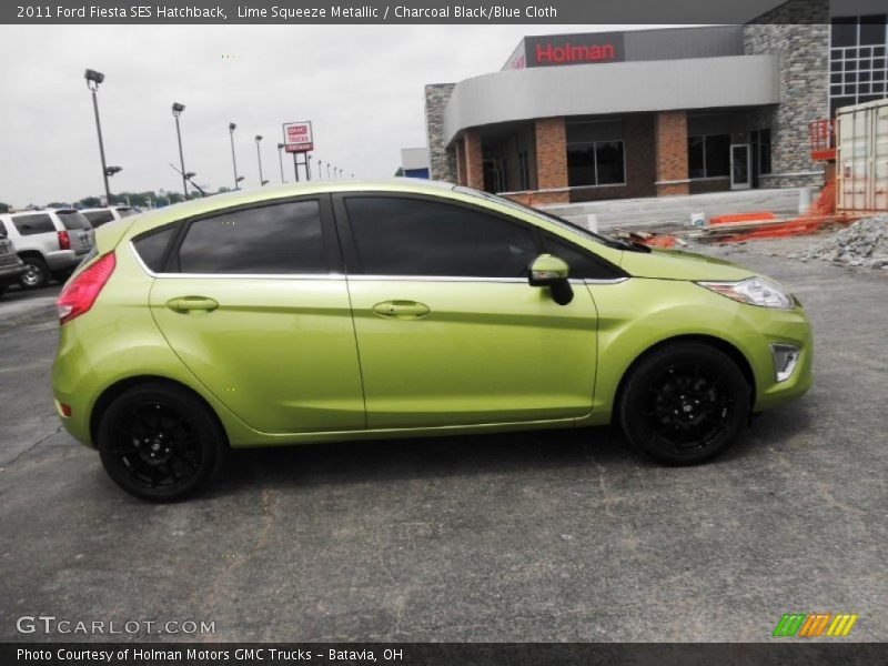 Lime Squeeze Metallic / Charcoal Black/Blue Cloth 2011 Ford Fiesta SES Hatchback
