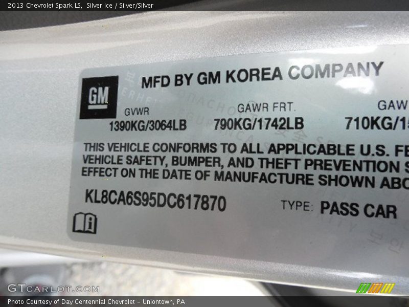 Silver Ice / Silver/Silver 2013 Chevrolet Spark LS