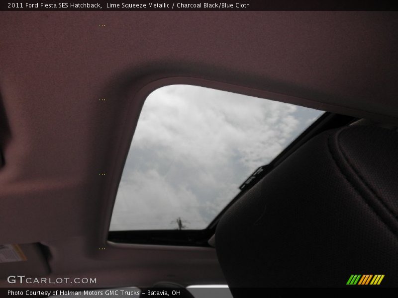 Lime Squeeze Metallic / Charcoal Black/Blue Cloth 2011 Ford Fiesta SES Hatchback