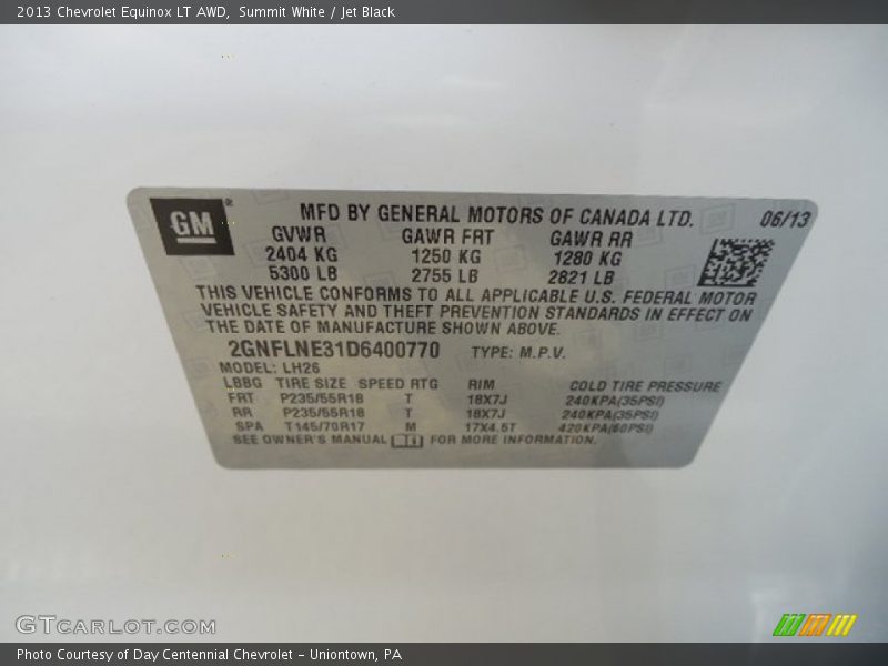 Summit White / Jet Black 2013 Chevrolet Equinox LT AWD