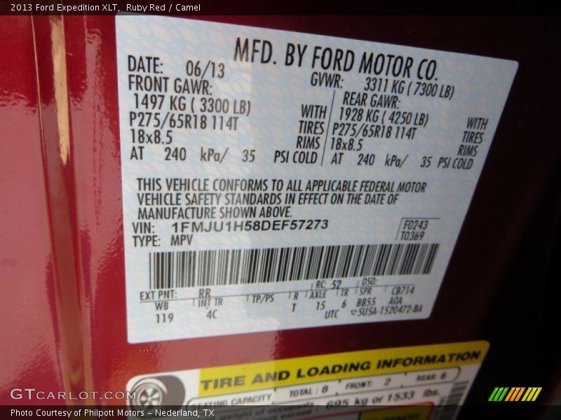 Ruby Red / Camel 2013 Ford Expedition XLT