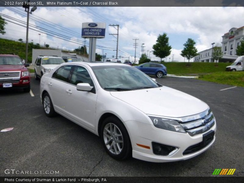 White Platinum Tri-Coat / Charcoal Black 2012 Ford Fusion SEL