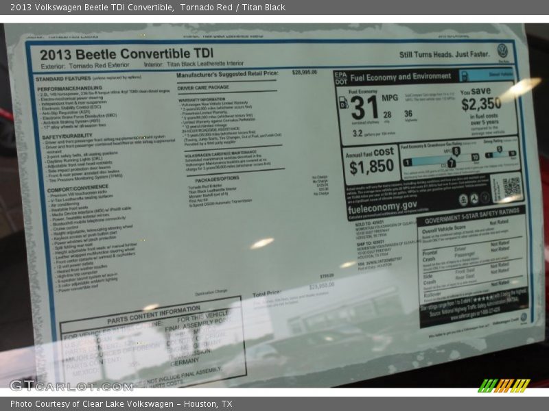 Tornado Red / Titan Black 2013 Volkswagen Beetle TDI Convertible
